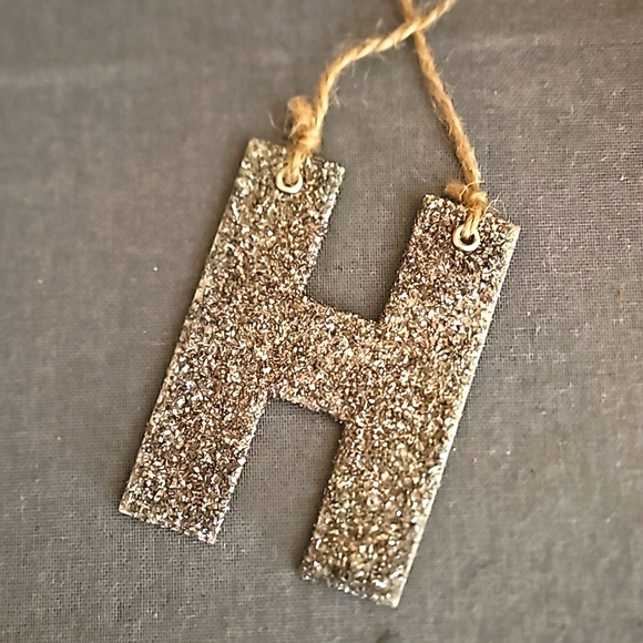 Pottery barn N H C glittery ornaments monogram Christmas initial - Picture 7 of 8
